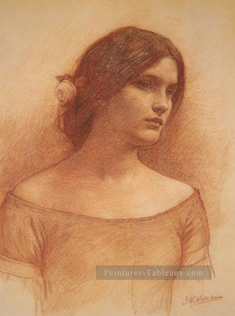 Étude pour la Lady Clare Petite femme grecque John William Waterhouse Peintures à l'huile